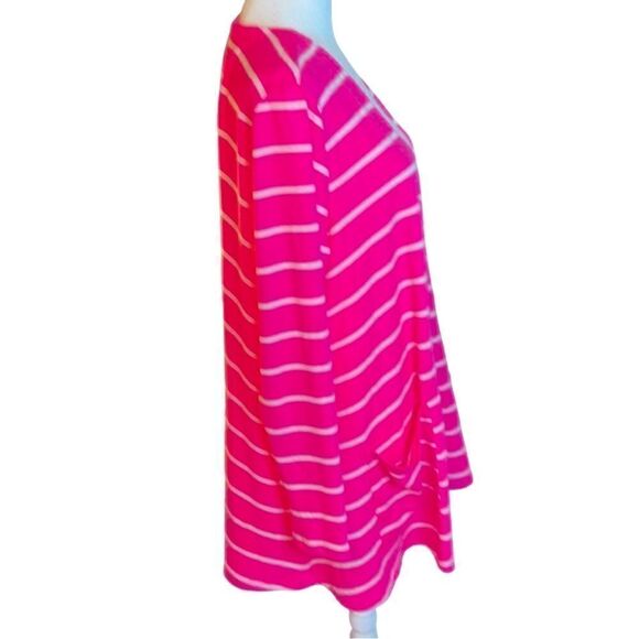 Lularoe Caroline A line Hot Pink Striped Cardigan - Picture 2 of 7